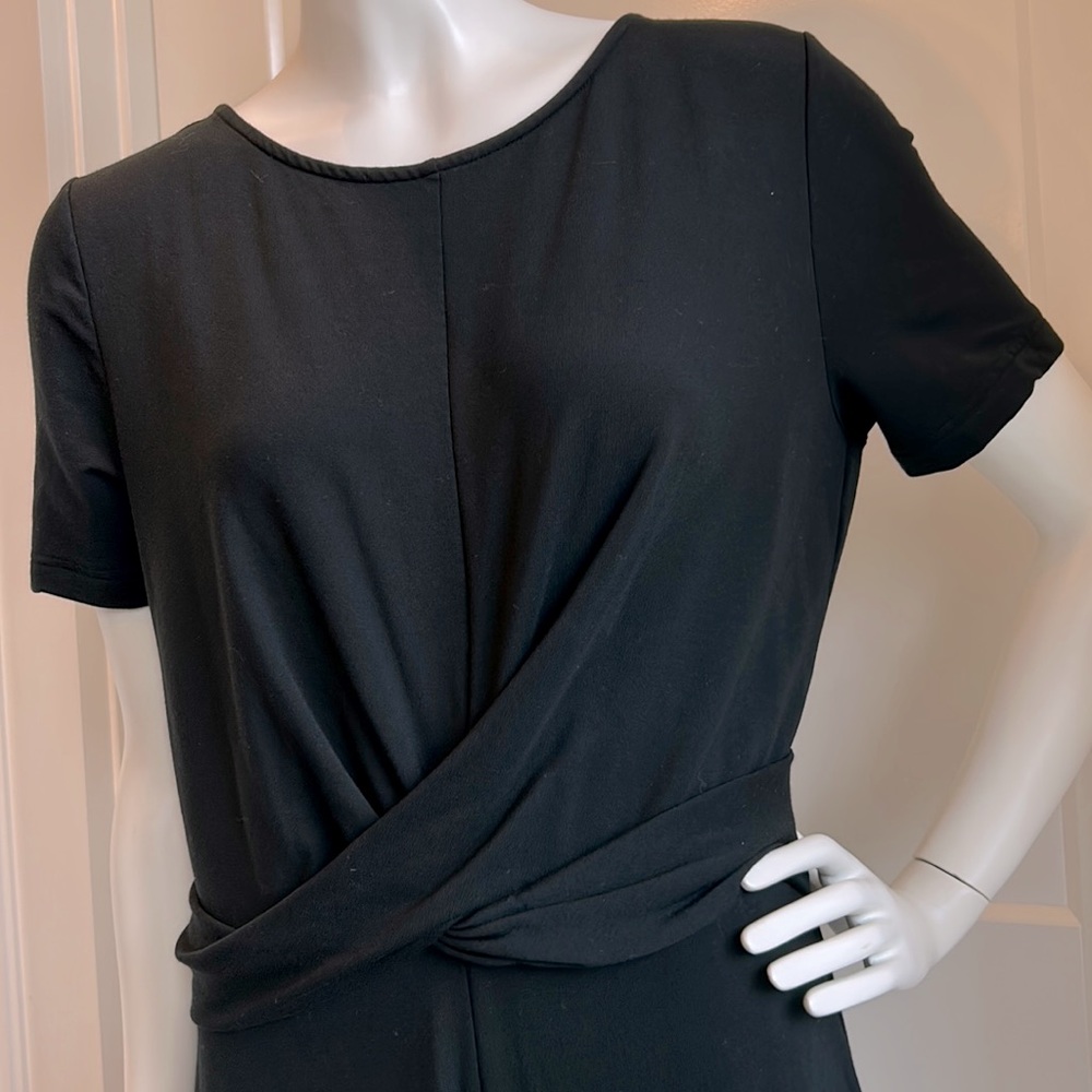 Garnet Hill knotted front black knit jumpsuit size M